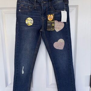 Vigoss Kids' Denim Jeans with Heart Accents